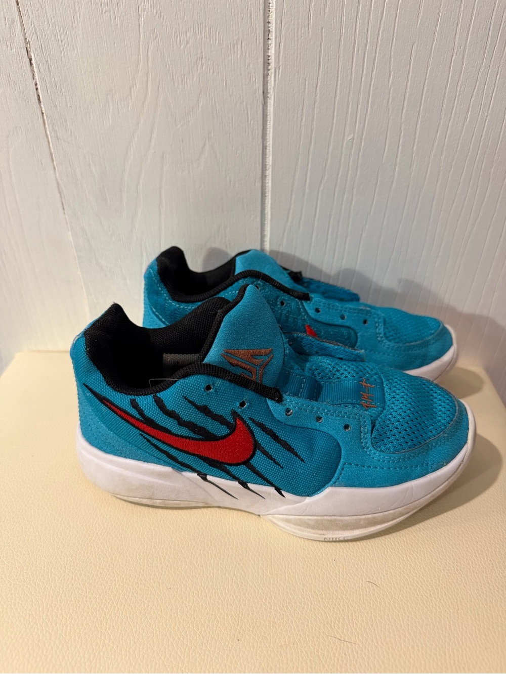 Kids Blue Athletic Sneakers with Red Accent